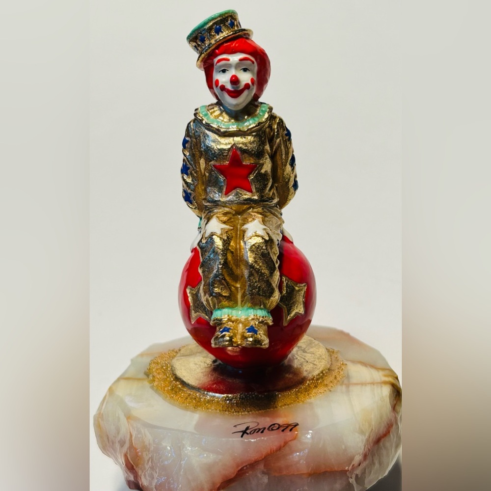 RARE Ron Lee 1999 Have A Ball Clown Figurine 24 Kt Gold Signed Marble Base